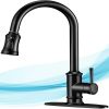 Kitchen Faucet- 3 Modes Pull Down Sprayer Kitchen Tap Faucet Head; Single Handle&Deck Plate for 1or3 Holes; 360Â¬âˆž Rotation; Stainless Steel No Lead fo