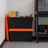 20 Gallon Stackable Heavy Duty Plastic Storage Tote, Black with Orange Lid and Buckles, Set of 2