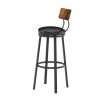 Oval Stool Swivel Bar Stool; Tall Bar Stool With Backrest; Industrial; Thick Iron Frame Footrest; 29.5" High.(Rustic Brown; 17.5''w x 13.4''d x 40.5''