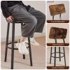 Oval Stool Swivel Bar Stool; Tall Bar Stool With Backrest; Industrial; Thick Iron Frame Footrest; 29.5" High.(Rustic Brown; 17.5''w x 13.4''d x 40.5''