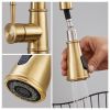 Gold Kitchen Faucet with Pull Down Sprayer, Brushed Gold Kitchen Sink Faucets 1Handle Single Hole Deck Mount High Arc 360 Degree Swivel Pull Out Kitch