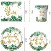 120PCS Safari Jungle Animals Paper Plates Serves 24 Guests Golden Jungle Theme Party Supplies Birthday Gold Foil Tableware Set Includes Dinner Plates;