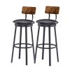 Oval Stool Swivel Bar Stool; Tall Bar Stool With Backrest; Industrial; Thick Iron Frame Footrest; 29.5" High.(Rustic Brown; 17.5''w x 13.4''d x 40.5''