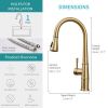 Gold Kitchen Faucet with Pull Down Sprayer, Brushed Gold Kitchen Sink Faucets 1Handle Single Hole Deck Mount High Arc 360 Degree Swivel Pull Out Kitch