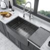 30 inch Farmhouse Kitchen Sink Gunmetal Black Apron Front 16 Gauge Stainless Steel Deep Single Bowl Kitchen Farm Sinks