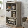 Modern Farmhouse 5-Cube Organizer Bookcase with Name Plates, Rustic Gray Finish