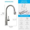 Brushed Nickel Kitchen Faucet with Pull Down Sprayer, Kitchen Sink Faucets 1Handle Single Hole Deck Mount High Arc 360 Degree Swivel Pull Out Kitchen