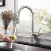 Brushed Nickel Kitchen Faucet with Pull Down Sprayer, Kitchen Sink Faucets 1Handle Single Hole Deck Mount High Arc 360 Degree Swivel Pull Out Kitchen