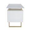 Techni Mobili White and Gold Desk for Office with Drawers & Storage, 51.25 in. W