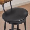 Oval Stool Swivel Bar Stool; Tall Bar Stool With Backrest; Industrial; Thick Iron Frame Footrest; 29.5" High.(Rustic Brown; 17.5''w x 13.4''d x 40.5''