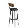 Oval Stool Swivel Bar Stool; Tall Bar Stool With Backrest; Industrial; Thick Iron Frame Footrest; 29.5" High.(Rustic Brown; 17.5''w x 13.4''d x 40.5''