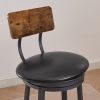 Oval Stool Swivel Bar Stool; Tall Bar Stool With Backrest; Industrial; Thick Iron Frame Footrest; 29.5" High.(Rustic Brown; 17.5''w x 13.4''d x 40.5''