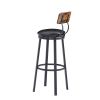 Oval Stool Swivel Bar Stool; Tall Bar Stool With Backrest; Industrial; Thick Iron Frame Footrest; 29.5" High.(Rustic Brown; 17.5''w x 13.4''d x 40.5''