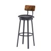 Oval Stool Swivel Bar Stool; Tall Bar Stool With Backrest; Industrial; Thick Iron Frame Footrest; 29.5" High.(Rustic Brown; 17.5''w x 13.4''d x 40.5''