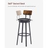 Oval Stool Swivel Bar Stool; Tall Bar Stool With Backrest; Industrial; Thick Iron Frame Footrest; 29.5" High.(Rustic Brown; 17.5''w x 13.4''d x 40.5''