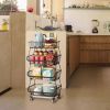 Fruit Vegetable Storage Basket for Kitchen - 4 tier Stackable Metal Wire Baskets Cart with Rolling Wheels Utility Fruits Rack Produce Snack Organizer