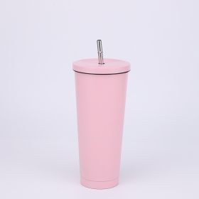 Stainless Steel Large-capacity Straw Insulation Cup (Option: Pink-750ML)