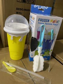 Slush And Shake Maker Homemade Smoothie Milk Children's Household Pinch Cup (Option: Yellow Strap Cup Brush-500ml)