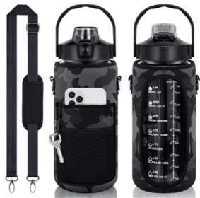 Outdoor Portable Travel With Scale Transparent Water Bottle Cup Set (Option: Black1-Cup Cover-2000ML)