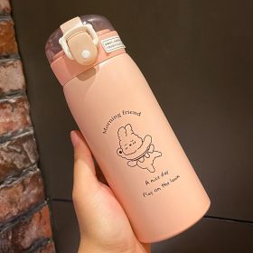 Simple Anti Drop Straw Portable Insulated Cup (Option: Pink-Single cup-350ml)