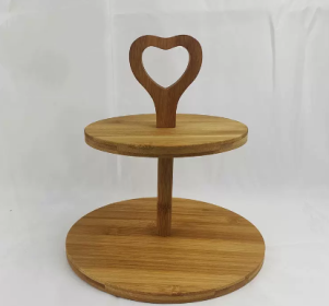 Bamboo Three-layer Cake Inventory Heart Snacks Wooden Tray Kitchen Tools (Option: Small double circle)