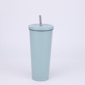 Stainless Steel Large-capacity Straw Insulation Cup (Option: Sea Blue-750ML)