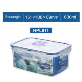 Plastic Fresh-keeping Lunch Box Sealed Food Refrigerator Storage Box Bento Box Microwaveable (Model: HPL811-600ML)