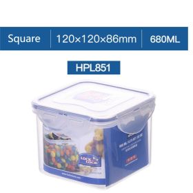 Plastic Fresh-keeping Lunch Box Sealed Food Refrigerator Storage Box Bento Box Microwaveable (Model: HPL851-680ML)