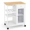 Mobile Kitchen Cart Trolley Cart Storage Cabinet W/Shelf