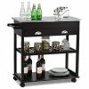 Mobile Kitchen Cart Trolley Cart Storage Cabinet W/Shelf