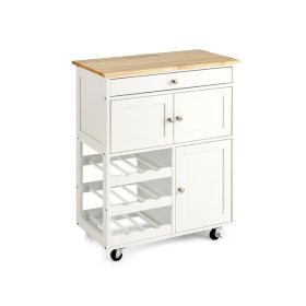 Mobile Kitchen Cart Trolley Cart Storage Cabinet W/Shelf (type: Style B, Color: White)