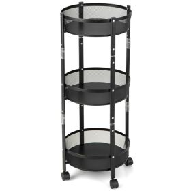 3-Tier Rotating 1-Second folding Storage Rack Metal (Style: Round)