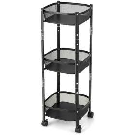 3-Tier Rotating 1-Second folding Storage Rack Metal (Style: Square)