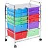 12 Drawer Rolling Storage Cart Organizer with Lockable Wheels, White