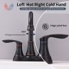 2-Handle 4-Inch Oil Rubbed Bronze Bathroom Faucet, Bathroom Vanity Sink Faucets with Pop-up Drain and Supply Hoses