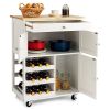 Mobile Kitchen Cart Trolley Cart Storage Cabinet W/Shelf