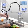 Kitchen Faucet - Spring Kitchen Sink Faucet with 3 Modes Pull Down Sprayer; Single Handle&Deck Plate for 1or3 Holes; 360Â¬âˆž Rotation; Spot Resist Stain