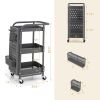 Multifunction 3-Tier Utility Storage Cart Metal Rolling Trolley W/ DIY Pegboard Baskets