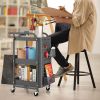 Multifunction 3-Tier Utility Storage Cart Metal Rolling Trolley W/ DIY Pegboard Baskets