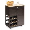 Mobile Kitchen Cart Trolley Cart Storage Cabinet W/Shelf