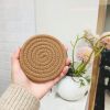 6 Pcs Coasters for Drinks Cotton Rope Placemat Woven Cotton Super Absorbent Placemat Insulation Coaster Set Handmade Round Woven