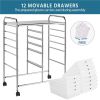 12 Drawer Rolling Storage Cart Organizer with Lockable Wheels, White