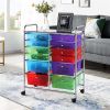 12 Drawer Rolling Storage Cart Organizer with Lockable Wheels, White