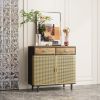 31.5'' Wide 2 Drawer Sideboard, Modern Furniture Decor, Made with Iron + Carbonized Bamboo, Easy Assembly