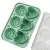 1pc Ice Cube Tray; Rose Flower And Heart Shaped Ice Cube Mold; Food Grade Silicone Ice Ball Maker; Kitchen Tools; Kitchen Supplies