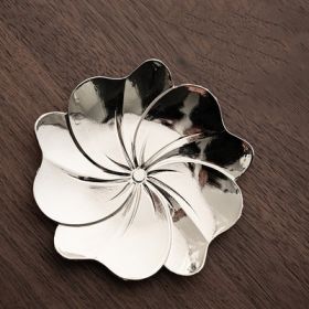 Alloy Tea Cup Insulation Coaster Accessories (Option: Sakura silver white)